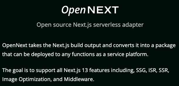 OpenNEXT - Open source Next.js serverless adapter