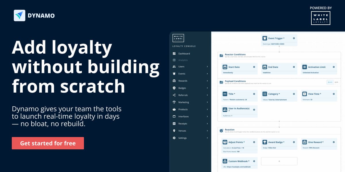 Add loyalty logic to your product — with just one API.