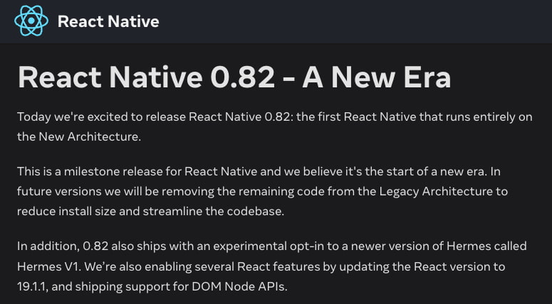 React Native 0.82 - A New Era