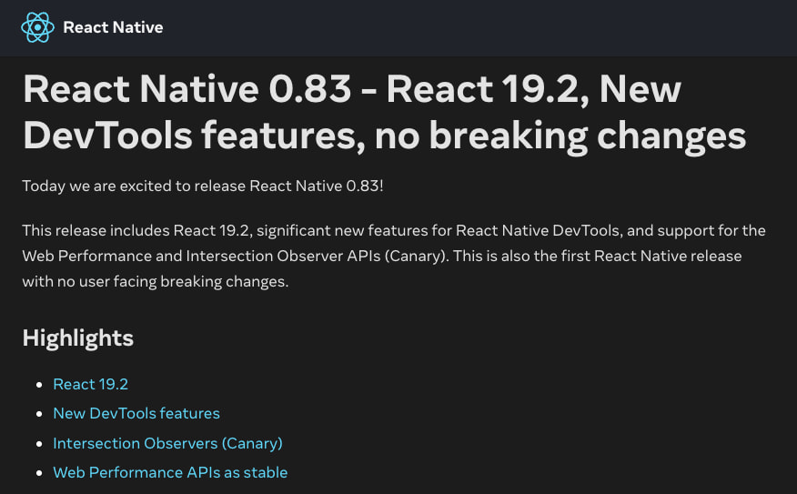 React Native 0.83