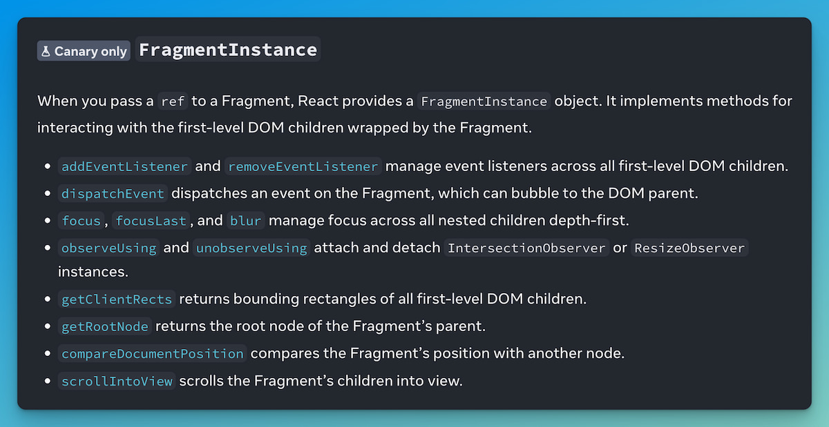 React Docs - <Fragment ref>